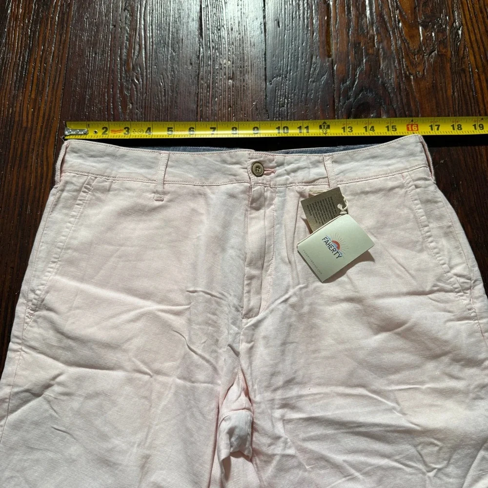 NWT Faherty Shorts Mens 30 Pink Summer Malibu Linen Blend 9